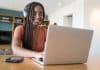 Woman working from home.